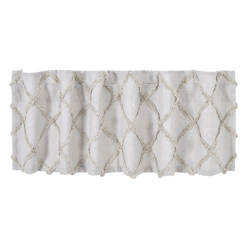 Cantonnière Az sur mesure en coton brun clair / blanc, L 60 po x L 16 po