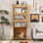 Modern 2 IN 1 Dog Furniture Dog Crate Ladder Bookshelf, Tall Wood Display Shelf  With Storage, Dog Kennel Bookcase For Small-Sized Dogs Up To 50Lbs, 32.5"L