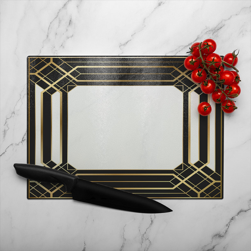 Art Deco Frame Glass Chopping Board, 28cm L x 20cm W