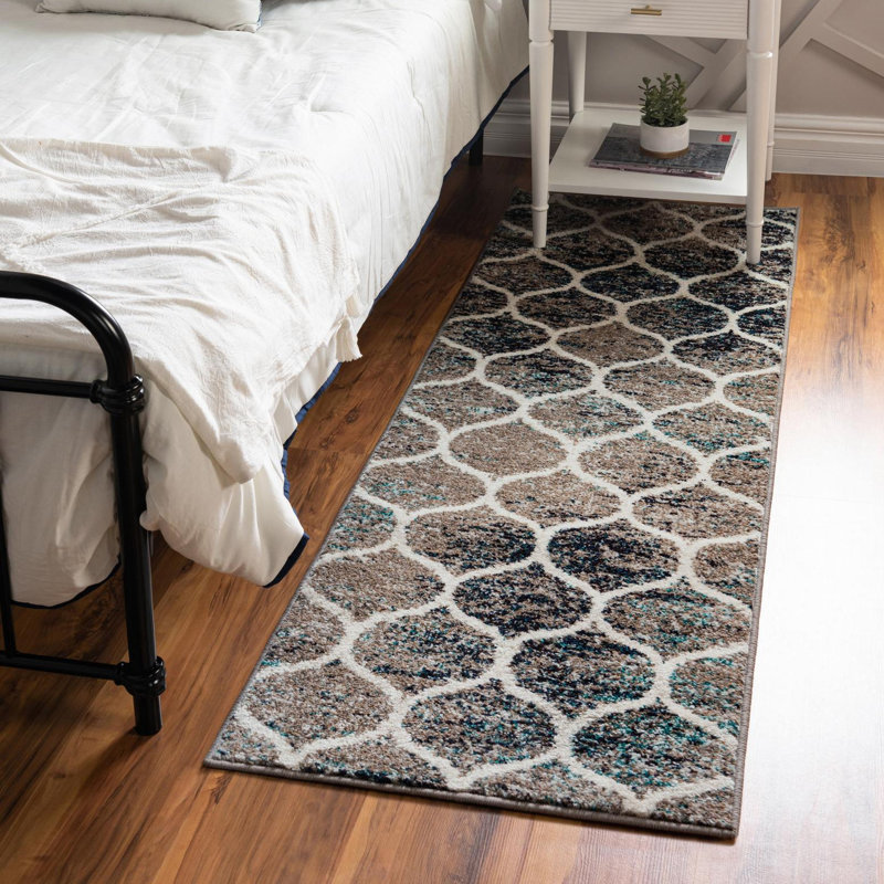 Tapis brun Riverlea, Bleu multicolore, Tapis de couloir 2 pi x 5 pi 3 po