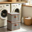 Ensemble de 2 bacs de rangement pliables avec couvercle et poignée avant, panier de rangement en tissu de grande capacité pour les vêtements, la literie, les serviettes, les livres et les articles divers, boîte de rangement empilable pour la chambre à coucher, le placard, le salon-908230011
