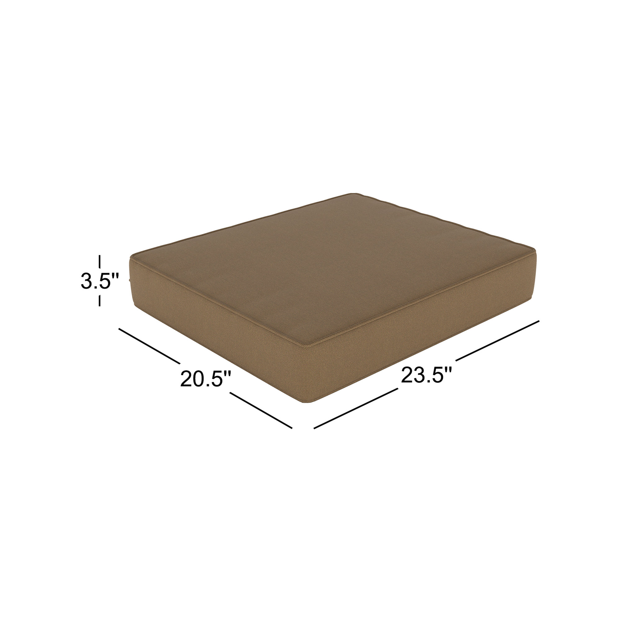 Sunbrella® Outdoor Ottoman Cushion, Cast Shale Sunbrella® Plainweave, 4" H x 24" W x 20.5" D