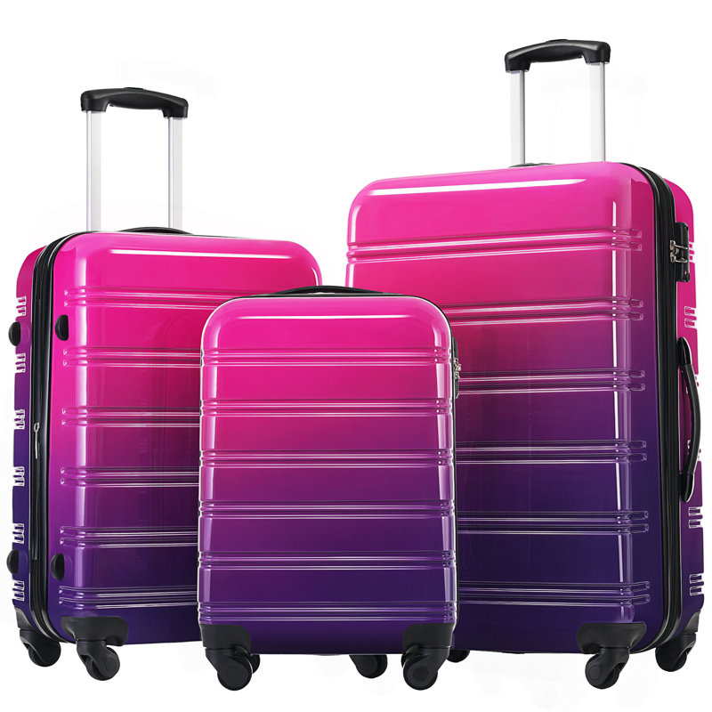 Valise extensible 3 pièces à roulettes Hardshell avec roulettes pivotantes et verrou TSA léger