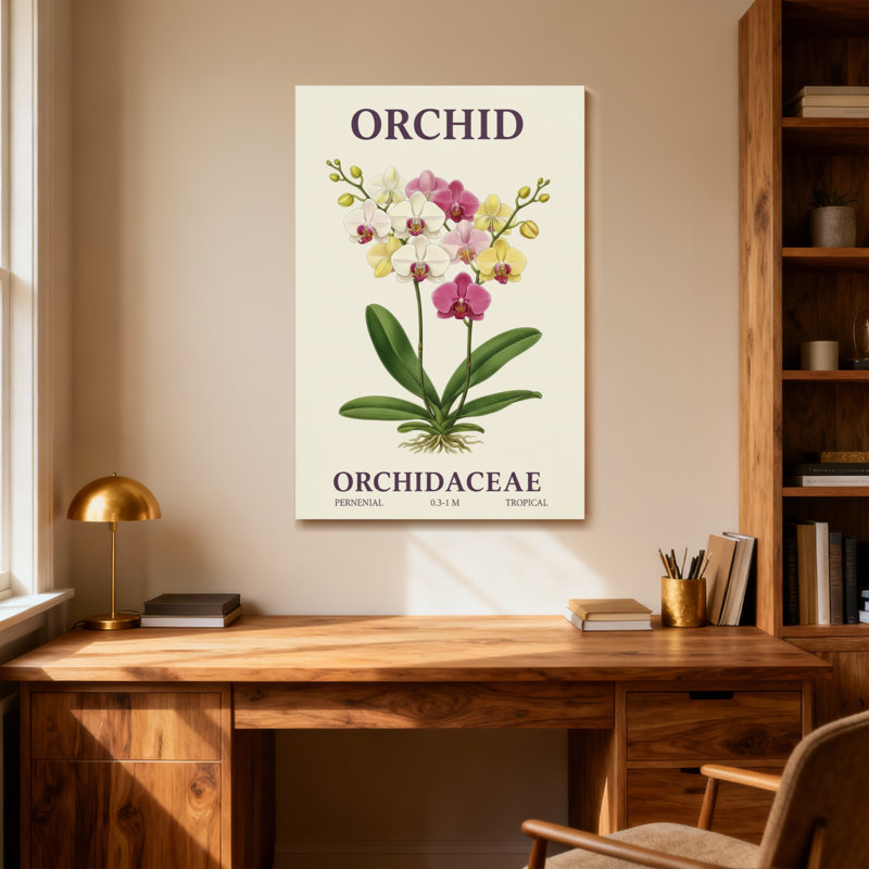 «Plants & Flowers Orchid Flower», reproduction d'art botanique, H 30 po x l 20 po