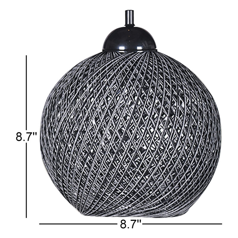 Stylish Scandinavian Chandelier, Black & Grey, 8.7 in Diameter x 21.3 in Height | Durable Plastic Body, Cotton Cap, E27 Socket (Max 40W) | Perfect for Southwestern & Country Décor, Elegant Lighting Fixture