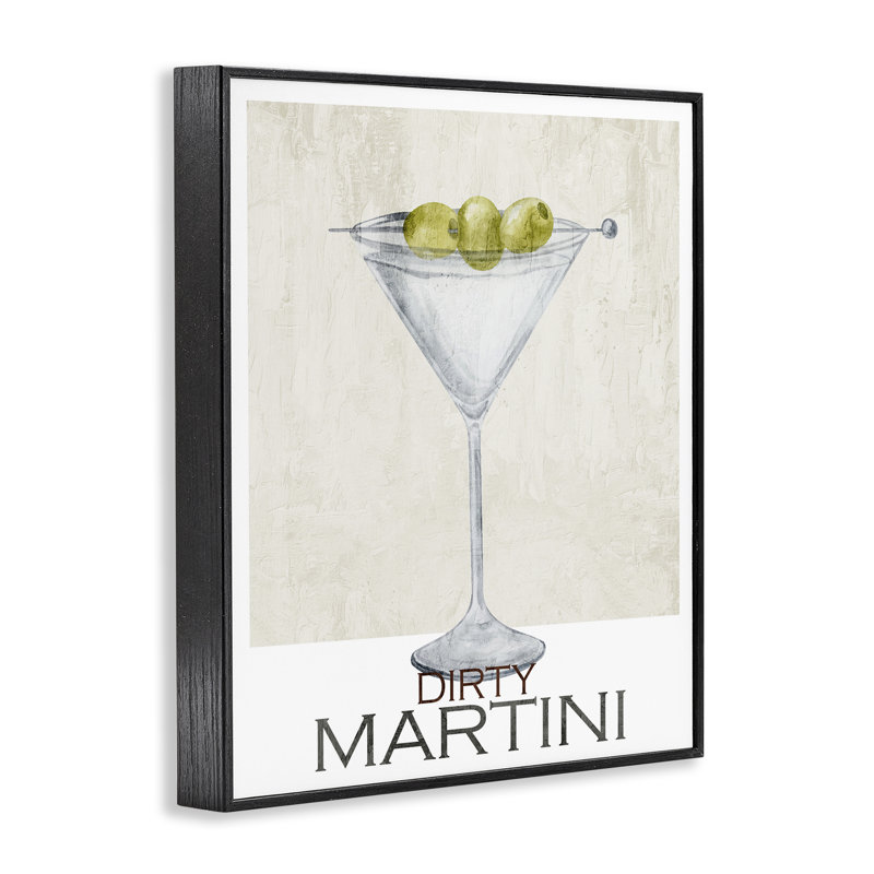 Dirty Martini Olives, giclée encadrée, design par Kim Allen, Giclée noire de minuit encadrée, H 14 po x l 11 po