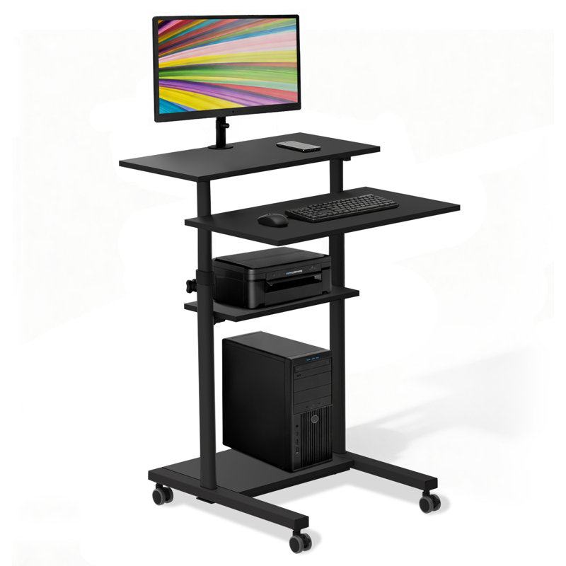 Montez-le! Bureau mobile debout et poste de travail d'ordinateur à hauteur ajustable, noir