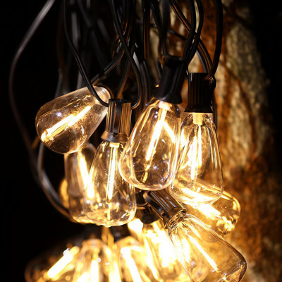 Solar Powered St38 String Lights 150Ft With Remote Control & USB‑C Charging, 8 Light Modes Weatherproof Shatterproof 75 Led Filament Bulbs, Large 11.5*13.5Cm Solar Panel For Backyard Porch Cafe Garden Roof