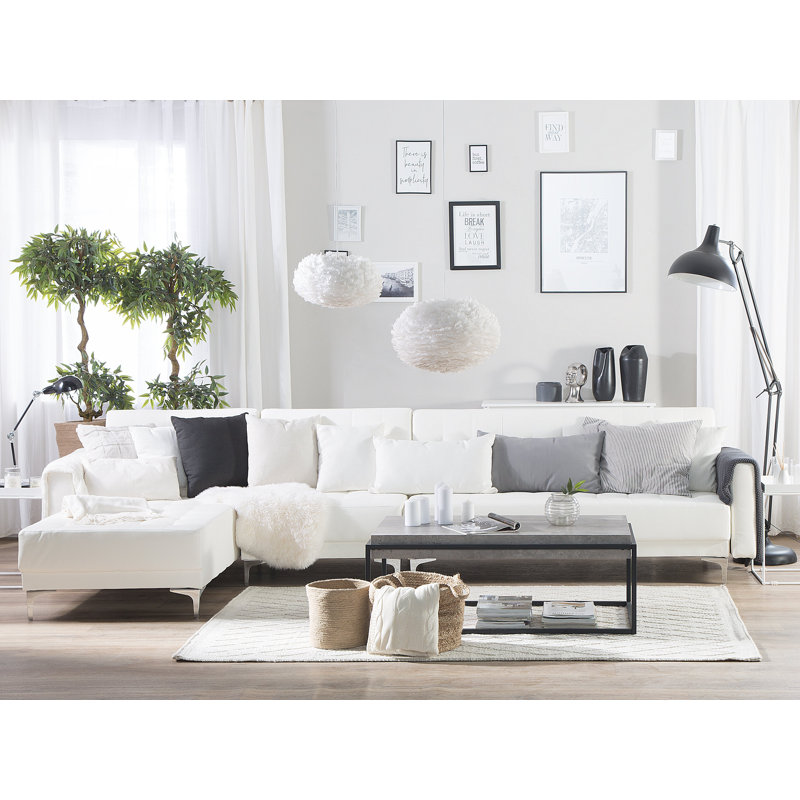 Finnegan 5 Seater Faux Leather Sofa Bed, Left