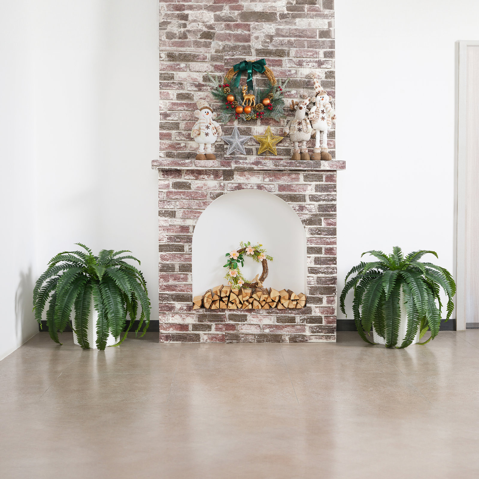 Adcock 30" Fern Plant in Decorative Vase, 2, White
