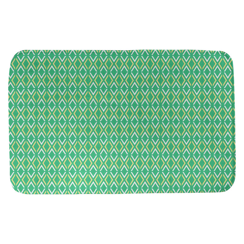 Tapis pour salle de bain diamants Leffel, l 17 po x L 24 po, Vert / Jaune