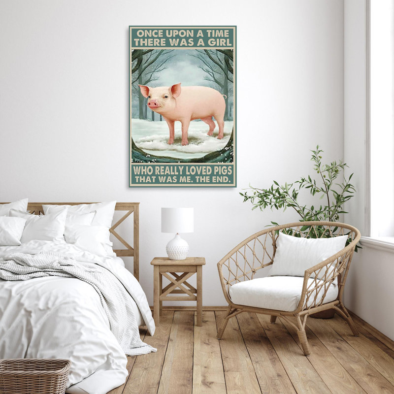 Impression sur toile, "Il y a une fille qui aime vraiment les cochons" - 1 pièce, H 36 po x l 24 po x P 1,25 po