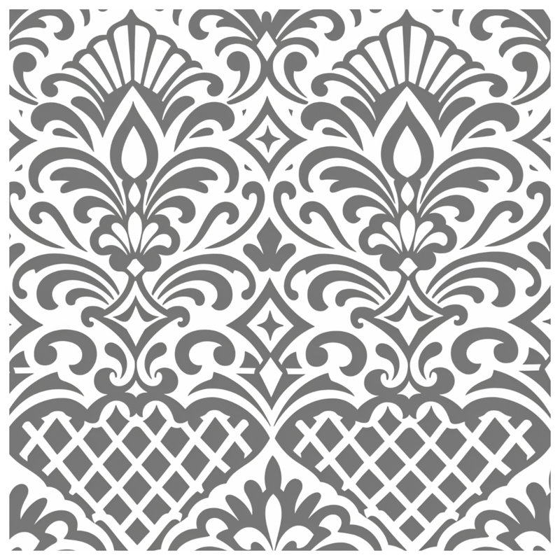 Édredon gris à motif damassé, Queen