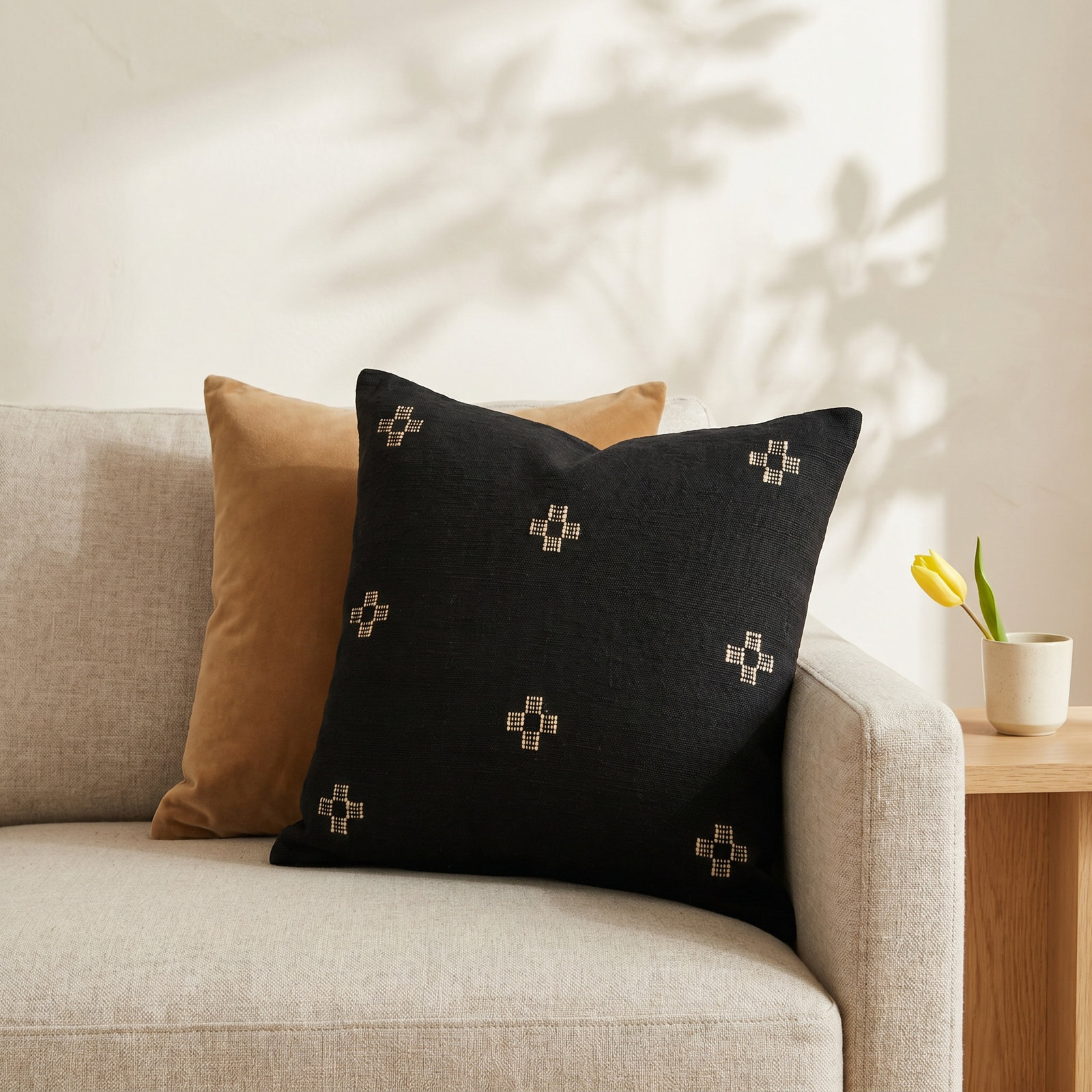 20" x 20" Cotton Pillow Cover, Black
