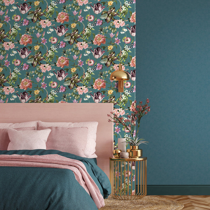 Amogh Collection Shimmery Plain Texture 10.05m x 53cm Wallpaper Roll, Blue