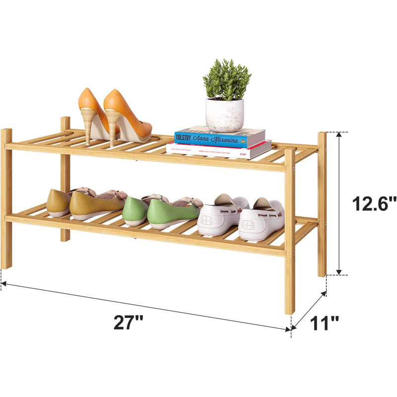 6 Pair Stackable Shoe Rack, Natural