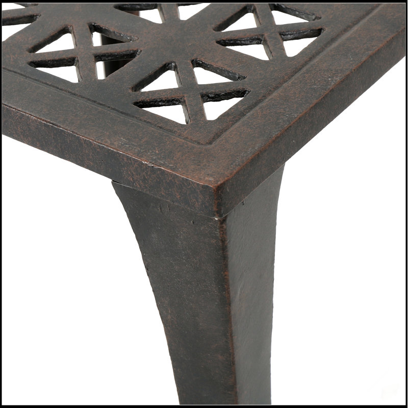 Durable Cast Aluminum Outdoor Side Table With Elegant Grillwork, Lightweight And Weather-Resistant For Patio And Garden Use
