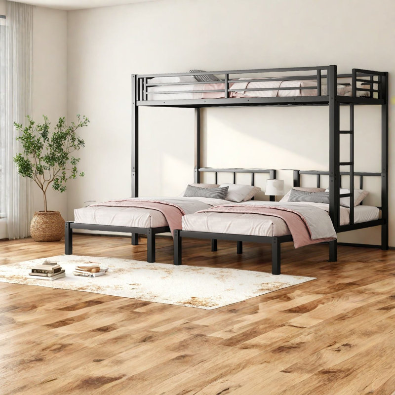 Lits superposés en métal avec rangement, conception moderne pour les familles