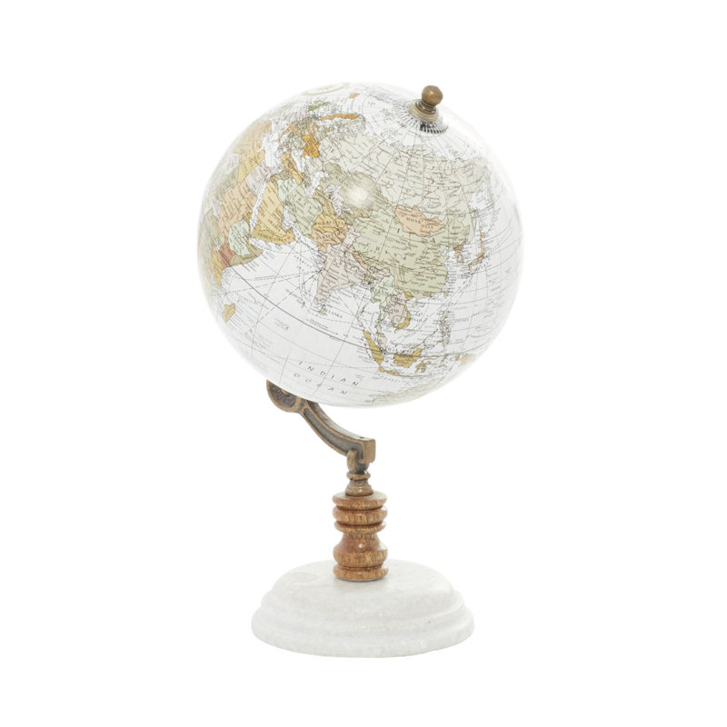 Globe en marbre et bois aigue-marine, Blanc