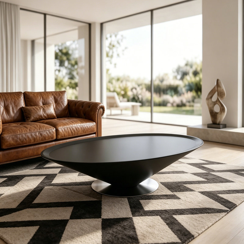 Table basse élégante en bois, 13.77" H x 47.24" W x 23.62" D