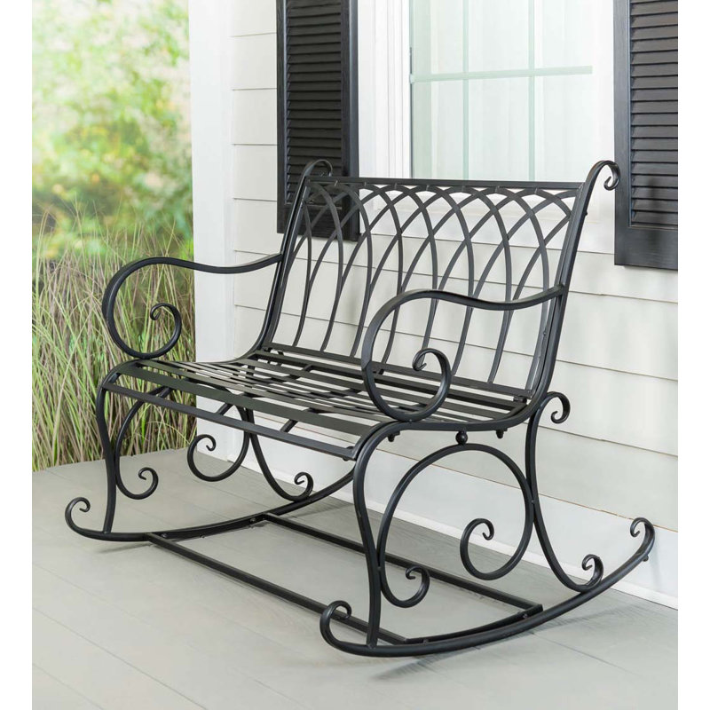 Banc de jardin à bascule en métal noir