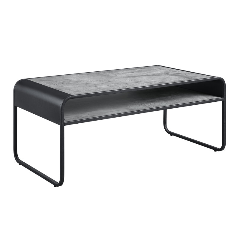 Raziela Concrete Gray & Black Finish Coffee Table