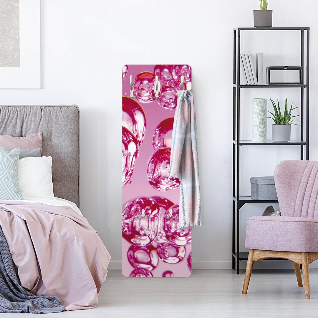 Bowley 5 - Hook Wall Mounted Coat Rack in Pink