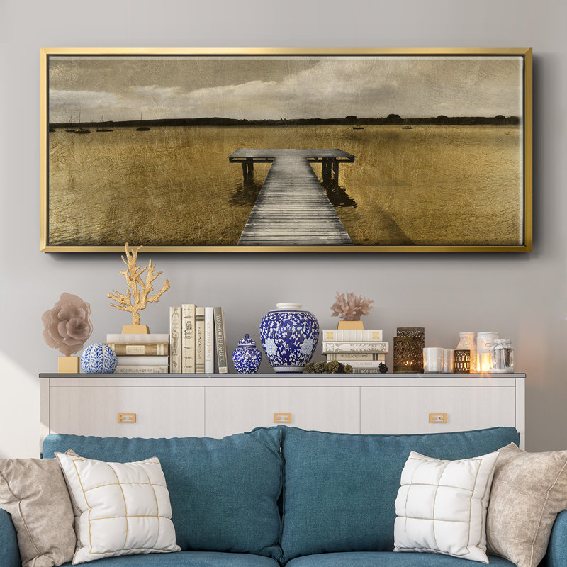 Golden Pier- Framed Canvas, 20" H x 50" W