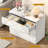 Large Modern Nightstand, 32" Wide Side Table With 3 Storage Drawers, White Night Stand With Carved Diamond Design, Bedside End Table For Bedroom, Living Room, Closet-1478977655