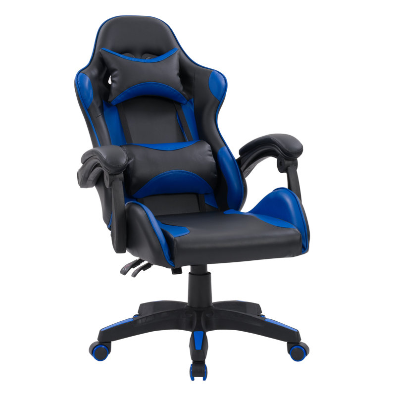 Chaise de jeu PC et course, Bleu et noir