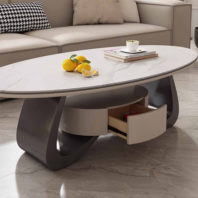 Ensemble de tables basses grises en acier inoxydable, H 18,9 po x l 70,87 po x P 27,56 po, Blanc / Gris
