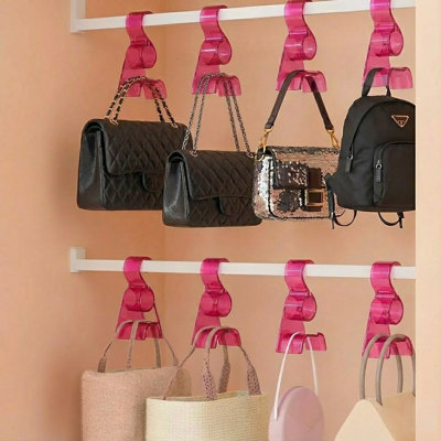 OnDisplay LuxeArch: Premium Wide Arch Acrylic Handbag/Purse/Backpack Hanger (Pink, 6)
