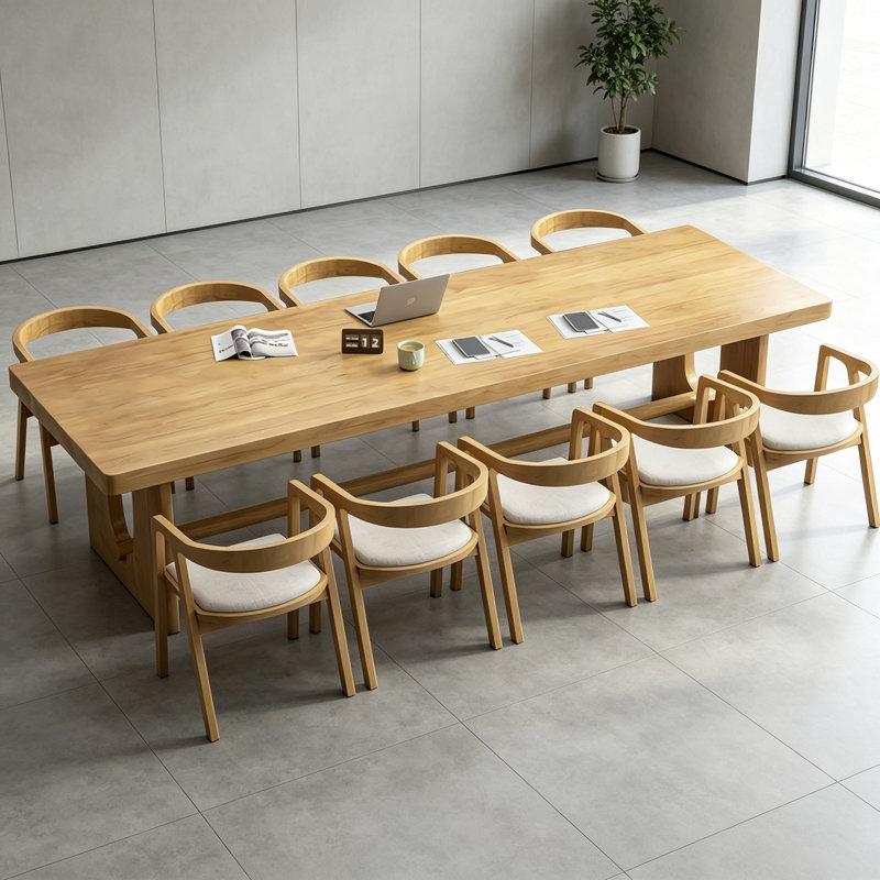 Tables de conférence simples en bois massif Burlywood, H 29,5 po x L 126 po x l 47,2 po