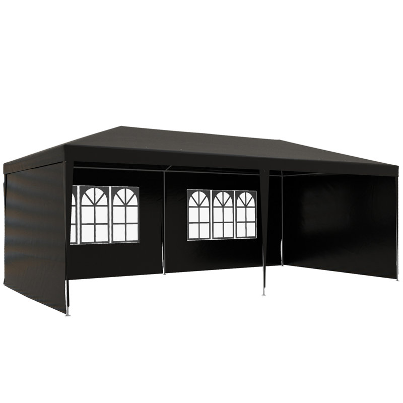 Bahattin 2.95m x 5.83m Metal Party Tent, Black