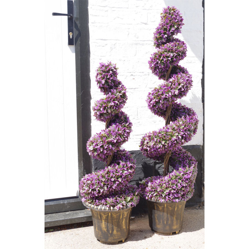 Faux Topiary in Planter, Purple, 90cm H x 35cm W x  35cm D