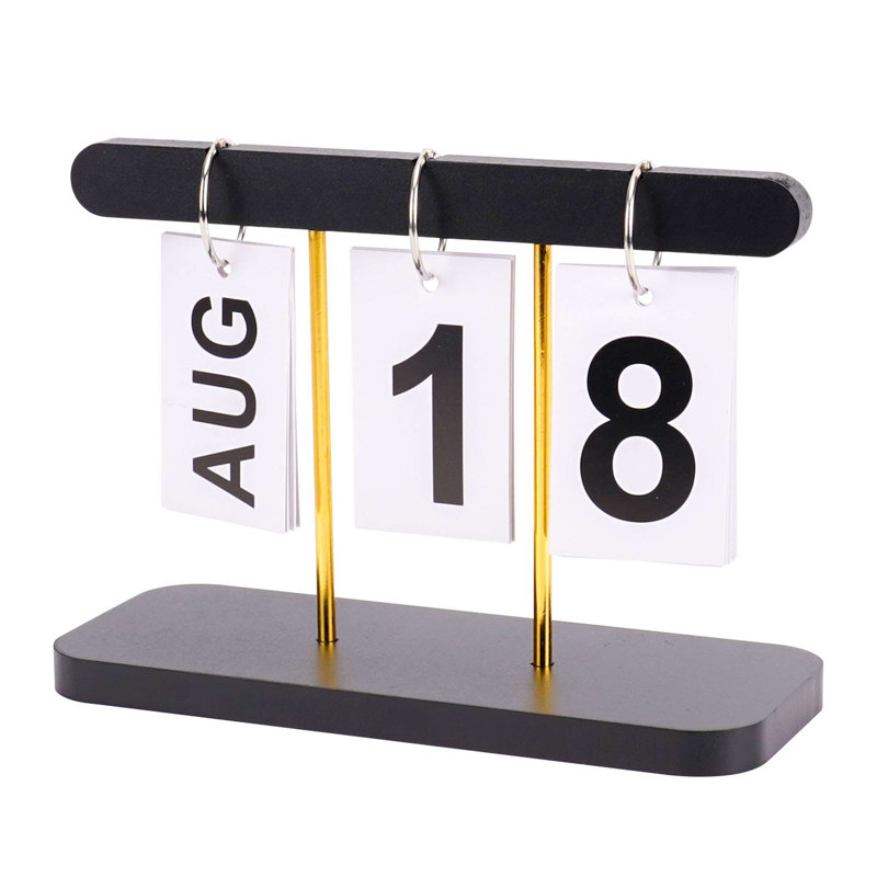 Petit calendrier de bureau en bois pour calendrier personnel, Noir