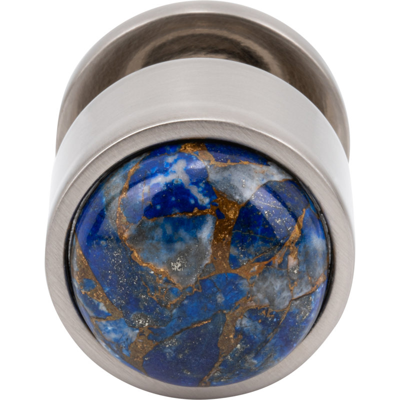 Firesky Diameter Knob, Brushed Satin Nickel, Mohave Lapis, 1 1/8"