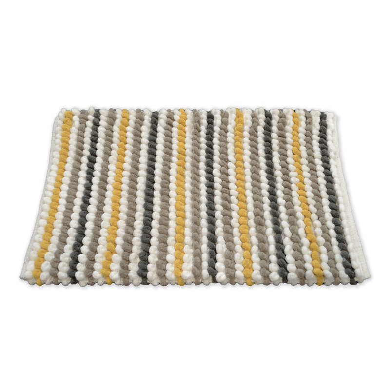 Audubon Striped Chunky Bobble Bath Mat, Grey/Mustard