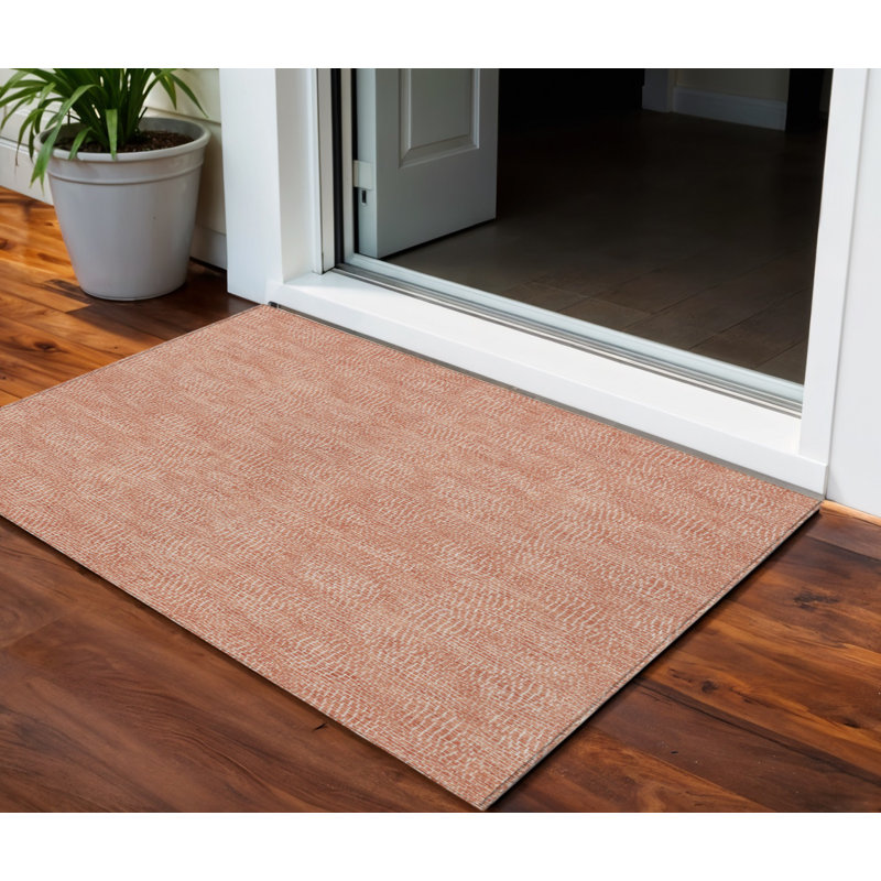 Tapis intérieur / extérieur géométrique lavable en cuivre et ivoire HomeRoots 3 pi x 5 pi