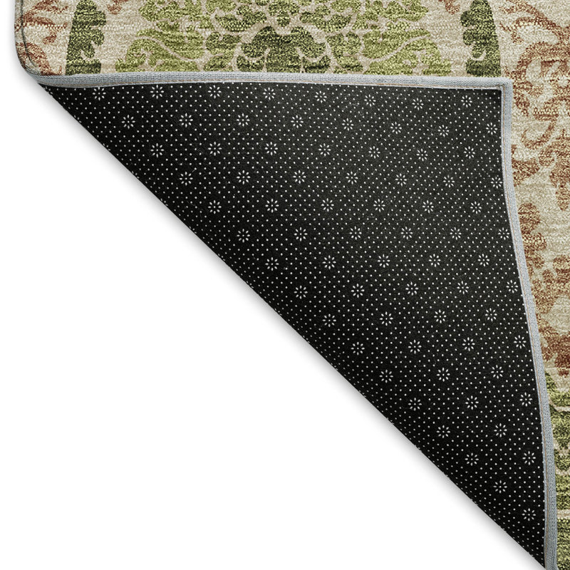 Premium Machine Washable Prisco Olive Rug, Rectangle 3' x 5'