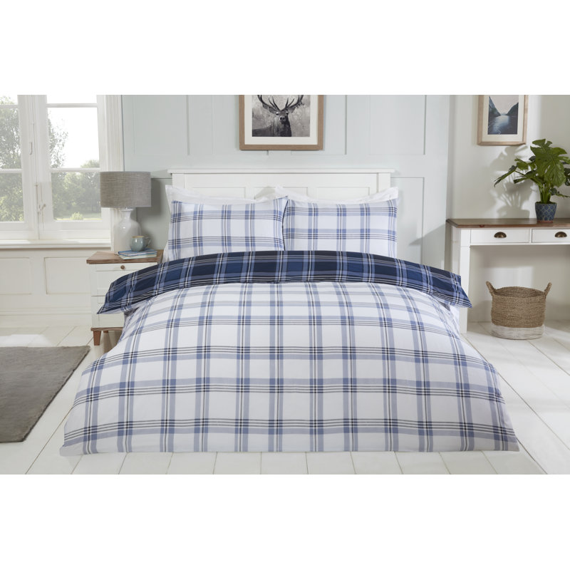 Burnest Tartan Duvet Cover Set with Pillowcases, Double - 2 Standard Pillowcases