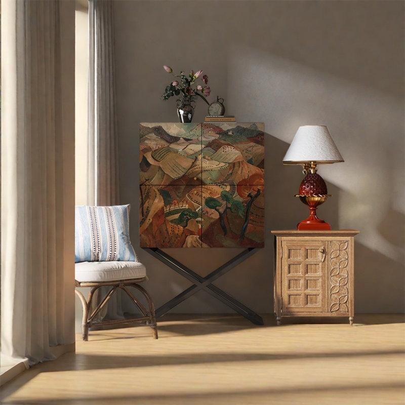 Walnut Four Door Cabinet with Spacious Top