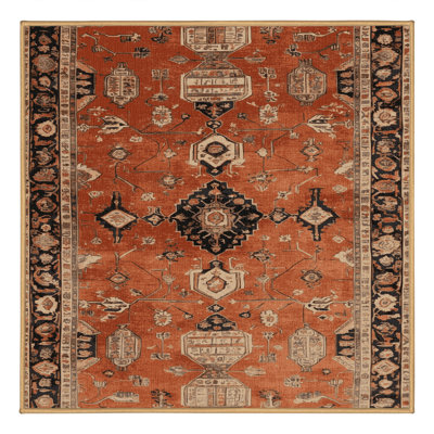 Machine Washable Persian Brown Area Rug