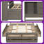 Structure de lit plateforme grand avec 8 tiroirs de rangement et tablette de tête de lit peu encombrante - fabrication en bois massif gris et panneau de fibres à densité moyenne-72525870-72525867