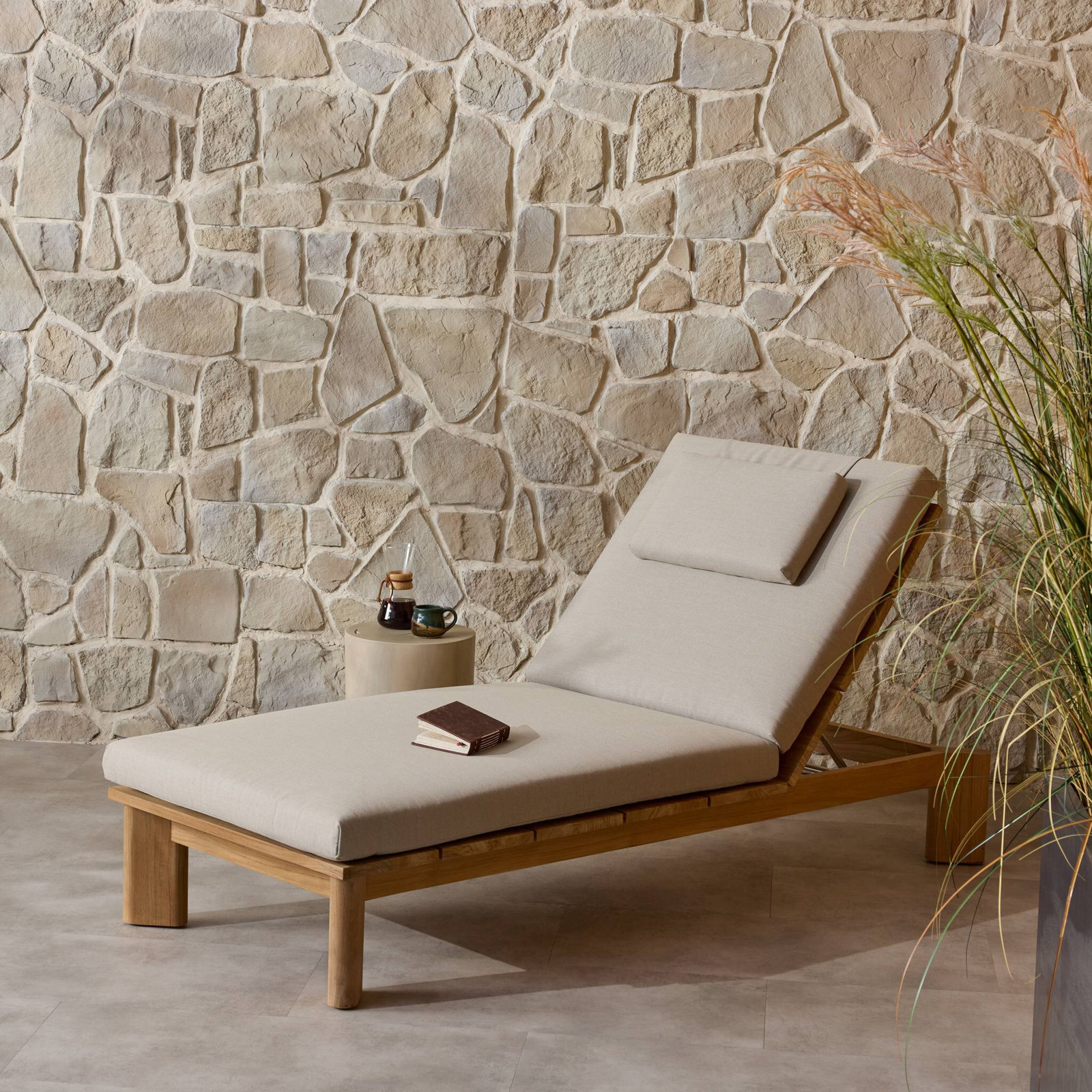 Julie 32" Teak Patio Chaise Lounge