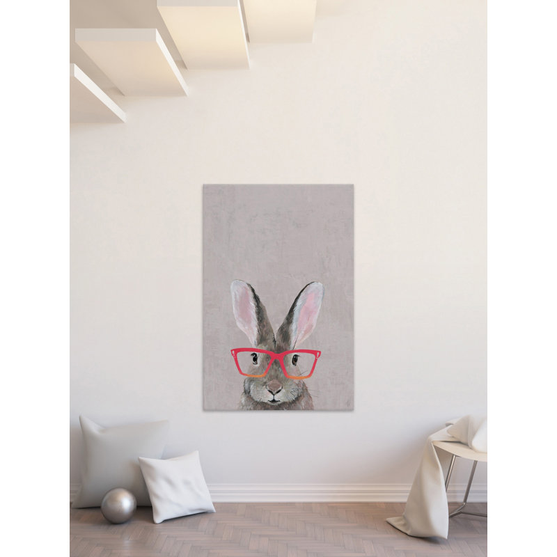 Devyn 'Hare with Red Glasses' Print on Wrapped Canvas, 12" H x 8" W x 1.5" D
