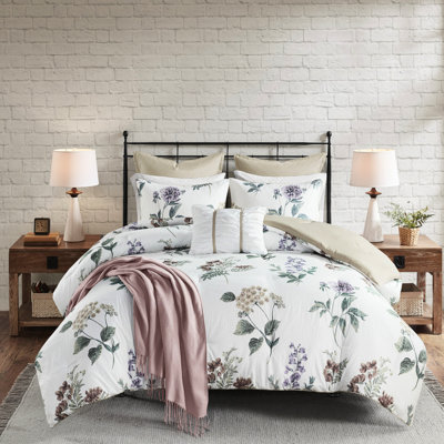 7 coussins de coussin en seersucker imprimé - taupe / rosé avec housse de coussin