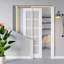 Porte intérieure coulissante à 10 carreaux en verre dépoli, MDF CARB P2 et verre trempé SGCC, avec cadre renforcé et quincaillerie incluse, pour chambre à coucher, préfinie et imperméable, idéale pour garde-manger, chambre, salle de bain et placard, teinture facile à appliquer soi-même, 71 cm x 203 cm-120931139