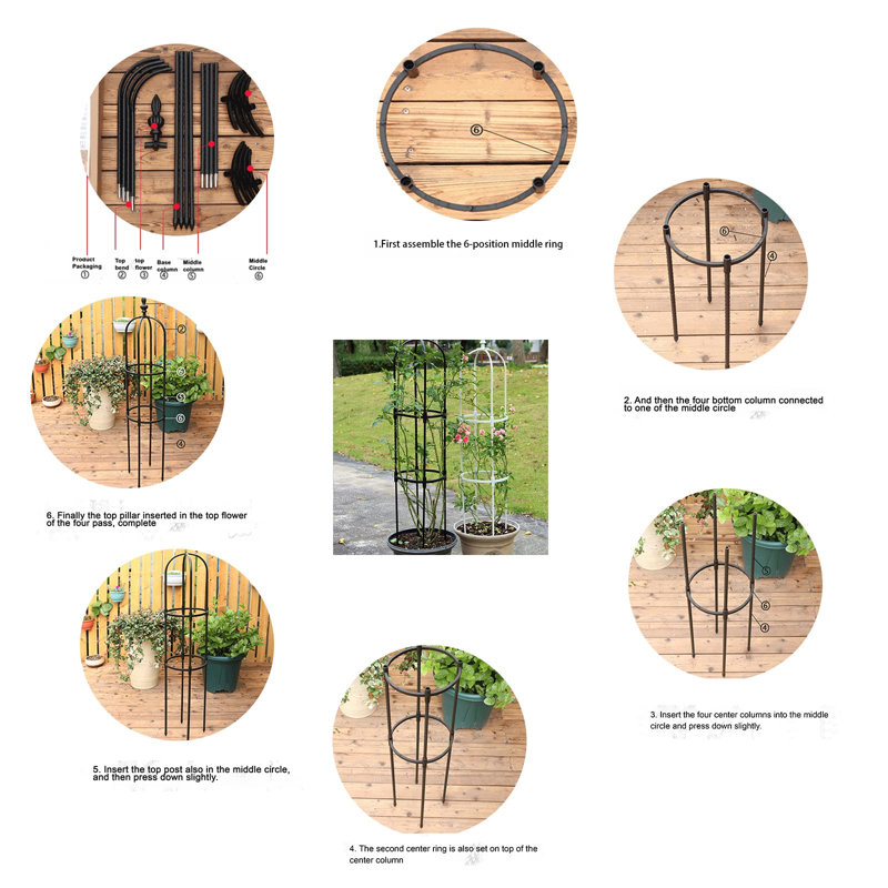 47,24 po Jardin Trellis plante grimpante Trellis Cages de soutien de jardin pour les plantes à fleurs Cadre de support d'escalade Treillis Diy Vines Pot plante support (acier inoxydable enduit de plastique)