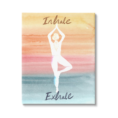 " Inhale Exhale Soothing Yoga Pose Watercolor Effect " Painting